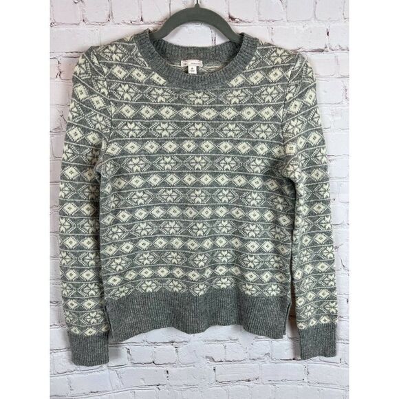 GAP lambs wool blend gray white aztec southwestern sweater pullover top size XS - Picture 1 of 7